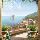 Красивый вид на морской пейзаж сквозь арку