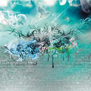 Кирпичная стена с волшебной абстракцией