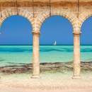 Фотообои — Арки, море и цветы