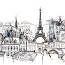 Обои на стену с рисунком «Чернила Парижа» — «от Эйфелевой башни до мостов Сены»