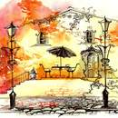 Обои для стен с рисунком «Осенний дворик — акварель уюта»