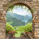 Обои на стену с аркой и видом на горы