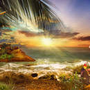 Тропический пейзаж на закате