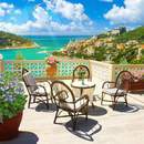 Обои на стену терраса с видом на море