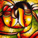 Обои для стен «Слияние лиц в красочном орнаменте»