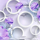 3Д Обои с цветами в интерьер спальни или зала