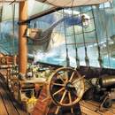 Фреска на стену с пиратским кораблем