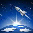 Обои для детской с ракетой в космосе